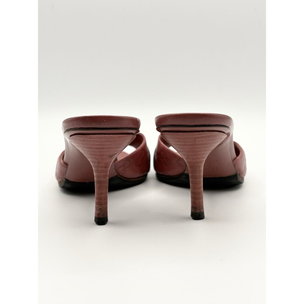 Gucci Pink Guccissima Leather Mules Kitten Heels Silver Horse-bit Accent EU 35.5 - Picture 9 of 13